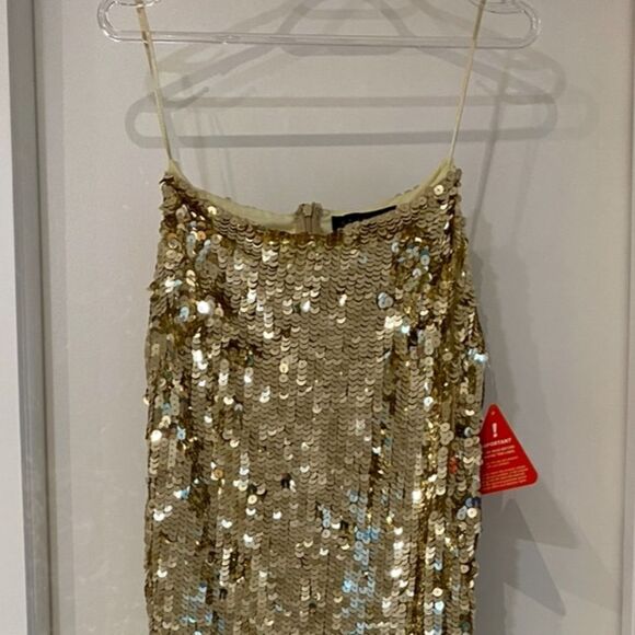 STARLET Sequin Hearts Liquid Gold Sequin High waist Midi Pencil skirt ASOS 4 NWT - Picture 6 of 8